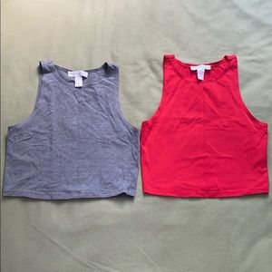2 pack red and gray crop tops